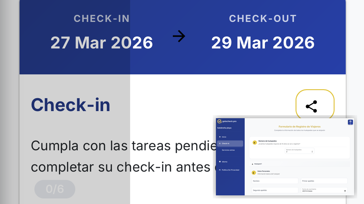 Vivienda turística con check-in digital y SES.Hospedajes automático