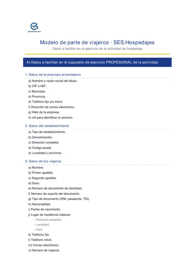 Vista previa de la plantilla de parte de entrada de viajeros para SES.Hospedajes (PDF, primera página)