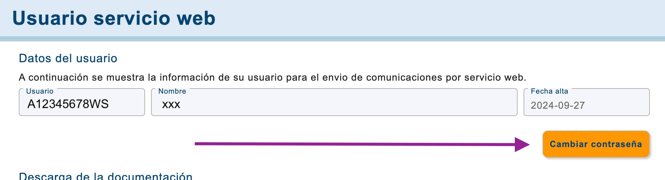 SES.Hospedajes - enter new password form