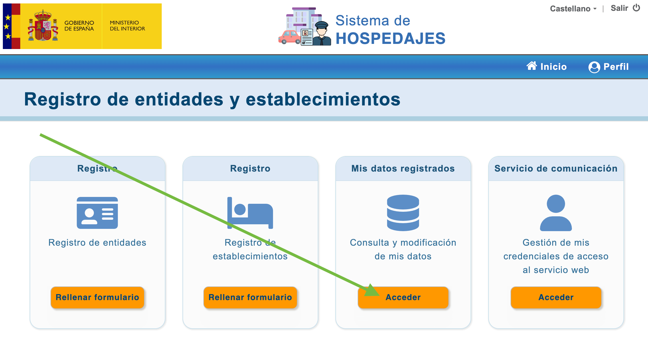 SES.Hospedajes portal - access establishment registry