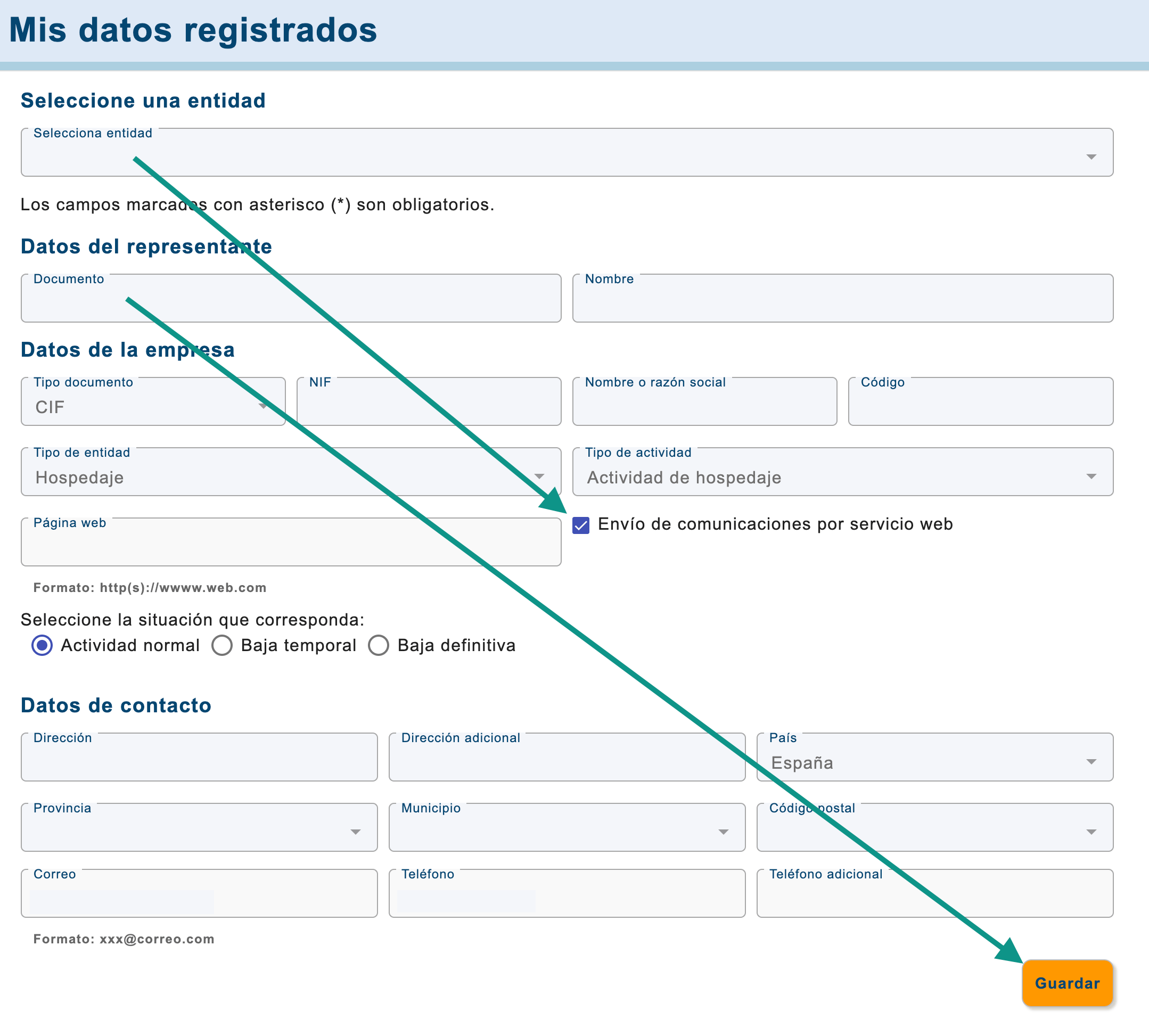 SES.Hospedajes - enable web service submission